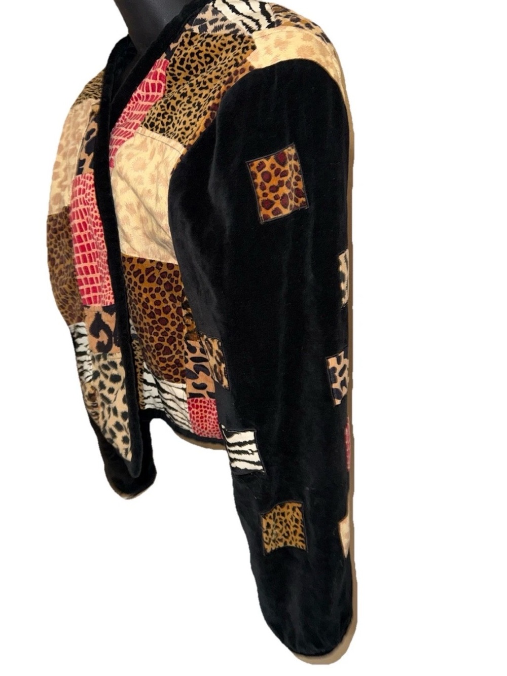 Stonebridge Women's Vintage Patchwork Jacket Size Large Animal Print Top - Picture 4 of 6